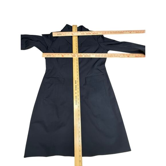 NEW!! "ANN TAYLOR" Black Trench Coat SZ XL 14P Button Up Old Money Classy Goth - Picture 13 of 16